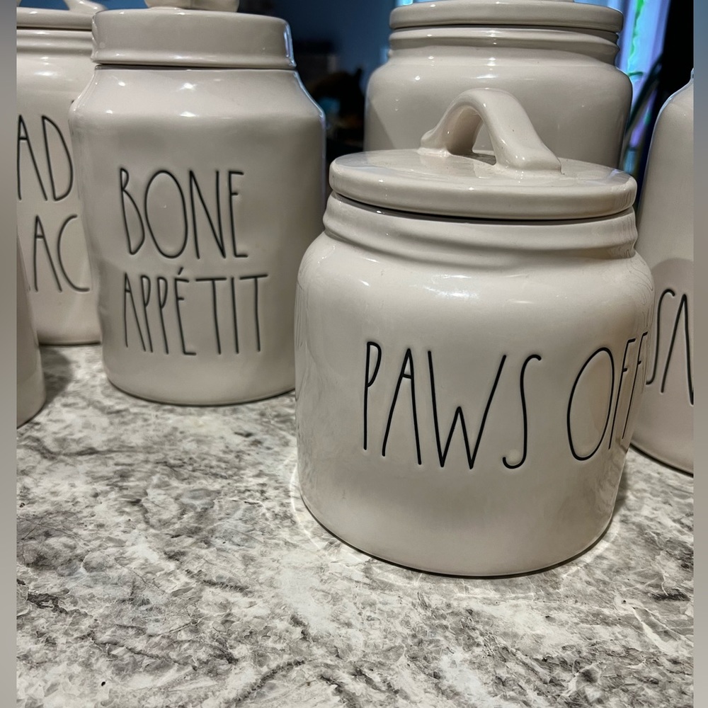Rae Dunn Paws Off canister